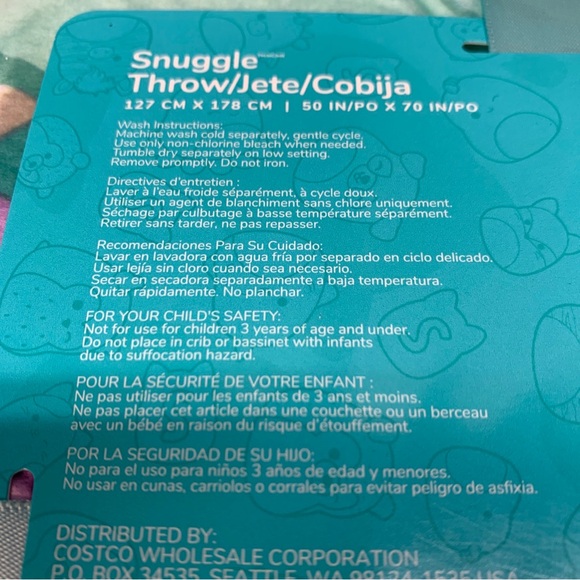 NEW Squishmallows Snuggle Throw Blanket axolotyl unicorn 50x70 in super soft - Picture 7 of 9